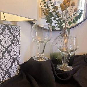 Two (2) Vintage MCM Anchor Hocking Hollow Stem Beer Glasses